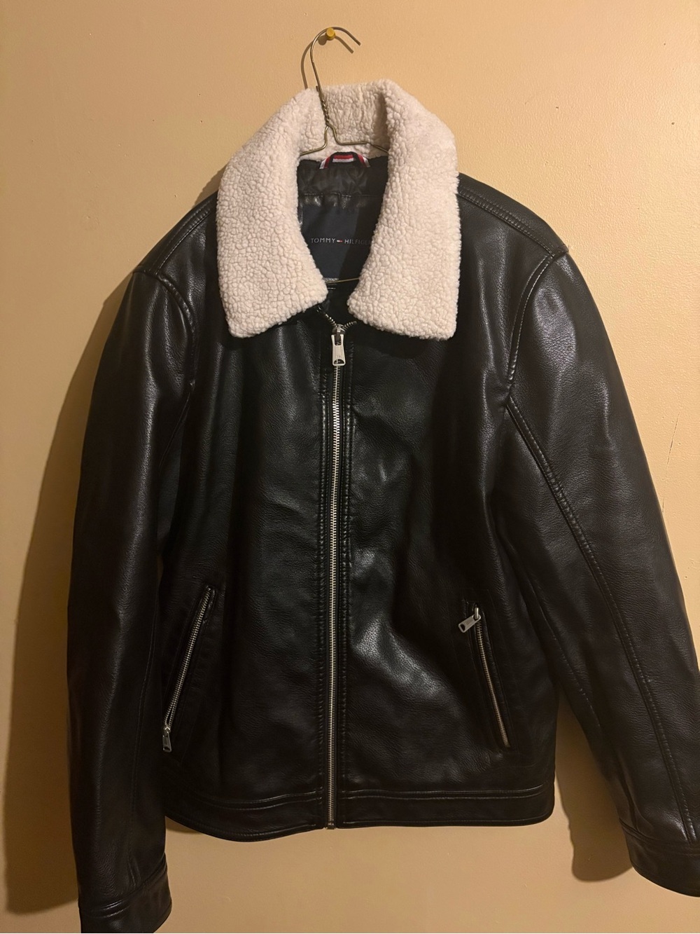 Tommy Hilfiger Black Jacket with White Sherpa Collar